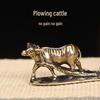 Brass Old Man and Ox Farmer Tea Pet Ornament - Office Desk Decoration
