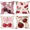 Cherry Patterned Cushions Pink Bow Decor Home Accent Polyester pillowcase, sofa decorative cushion cov Headboard Pillow