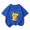 Potdemiel Kids Cotton Tshirt Cute Pikachu Cartoon Print Summer Short Sleeve Breathable Crew Neck Boys Girls Casual Tops