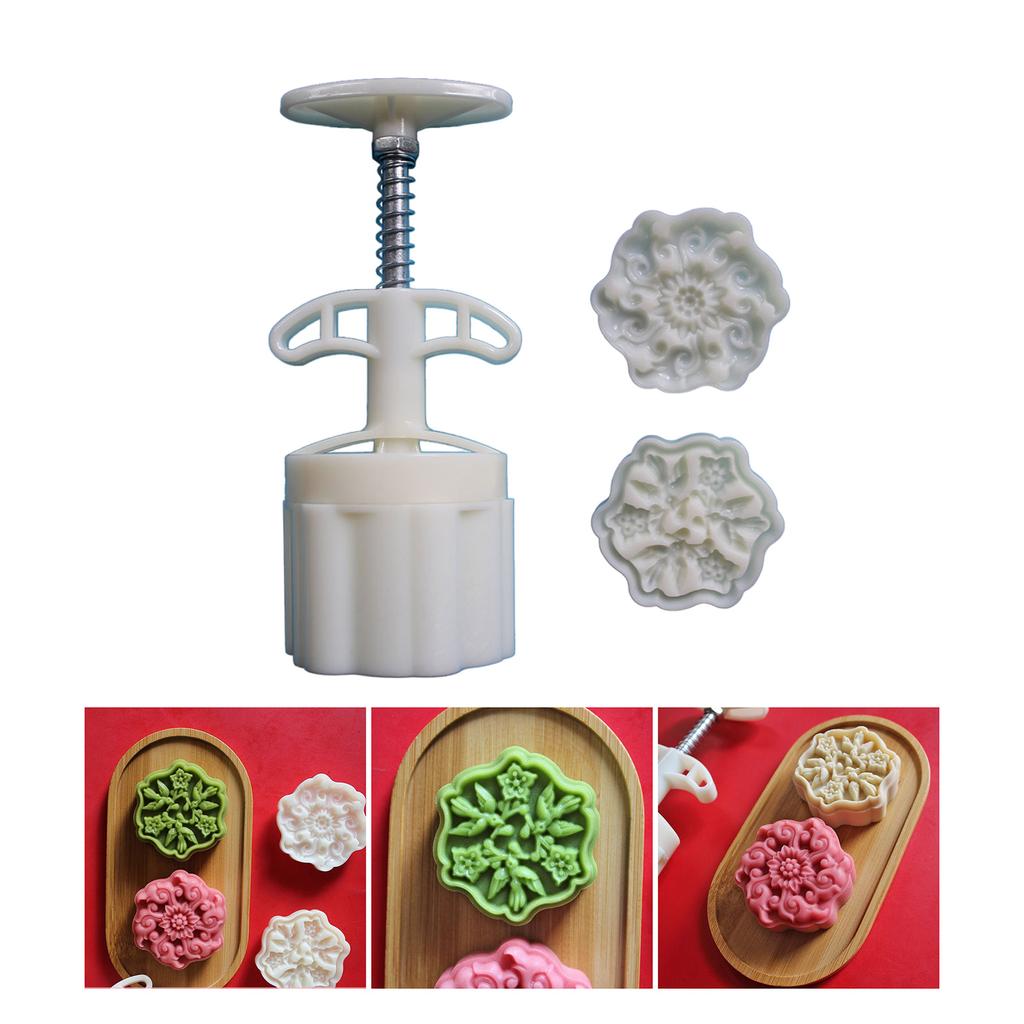 3D Flower Pattern Moon Cake Molds MidAutumn Festival Moon Cake Maker Cookie Stamp Hand Pressure Moon Cake Baking Tool
