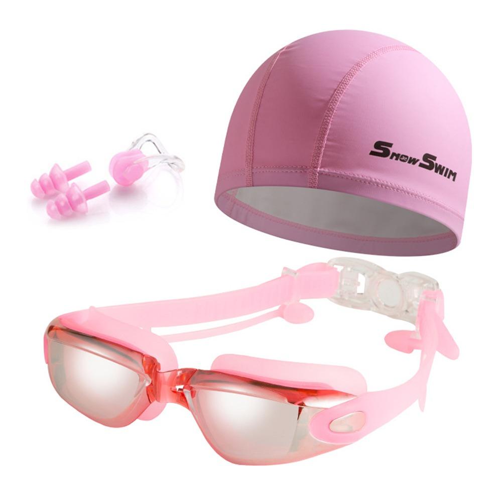 with Nose Clip, and Ear Plugs Silicone Swim Cap Anti-fog Diving Eyewear  Summer