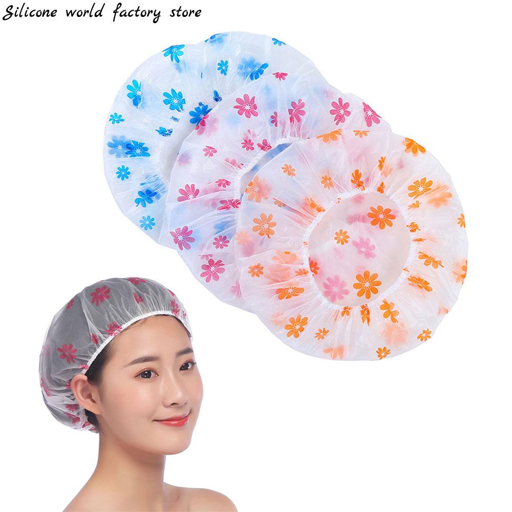 Silicone World 1PC Waterproof Bath Hat Waterproof And Oil Fume Cap Women Spa Hair Salon Supplies Shower Cap Bathroom Products