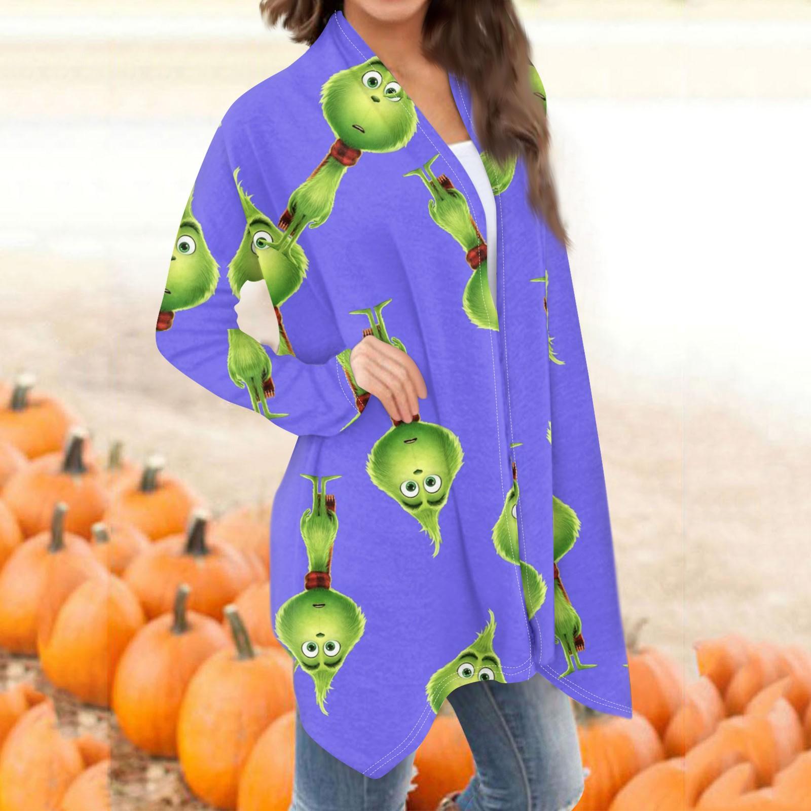 

Женская мода, повседневный рождественский принт, кардиган средней длины, куртка, пальто XXXXL синий