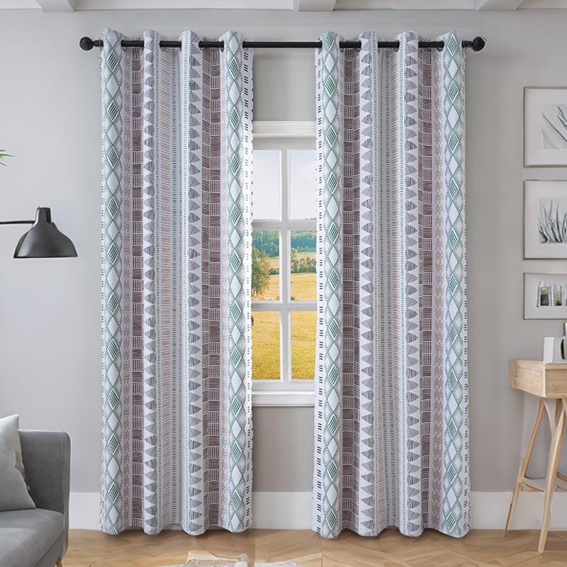 

Factory Direct Supply, Simple Full Blackout Printing Curtains, Finished Punched Bedroom, Living Room, Balcony, Sun Protection And Heat Insulation 130*160 piece