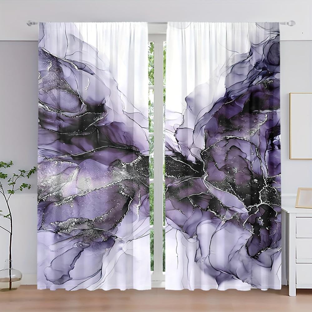 2 st Kanalficka Geometrisk Marmormönstrad Gardin Dekorativ Fönsterdraperi Fönsterbehandlingar För Sovrum Vardagsrum Hemdekoration