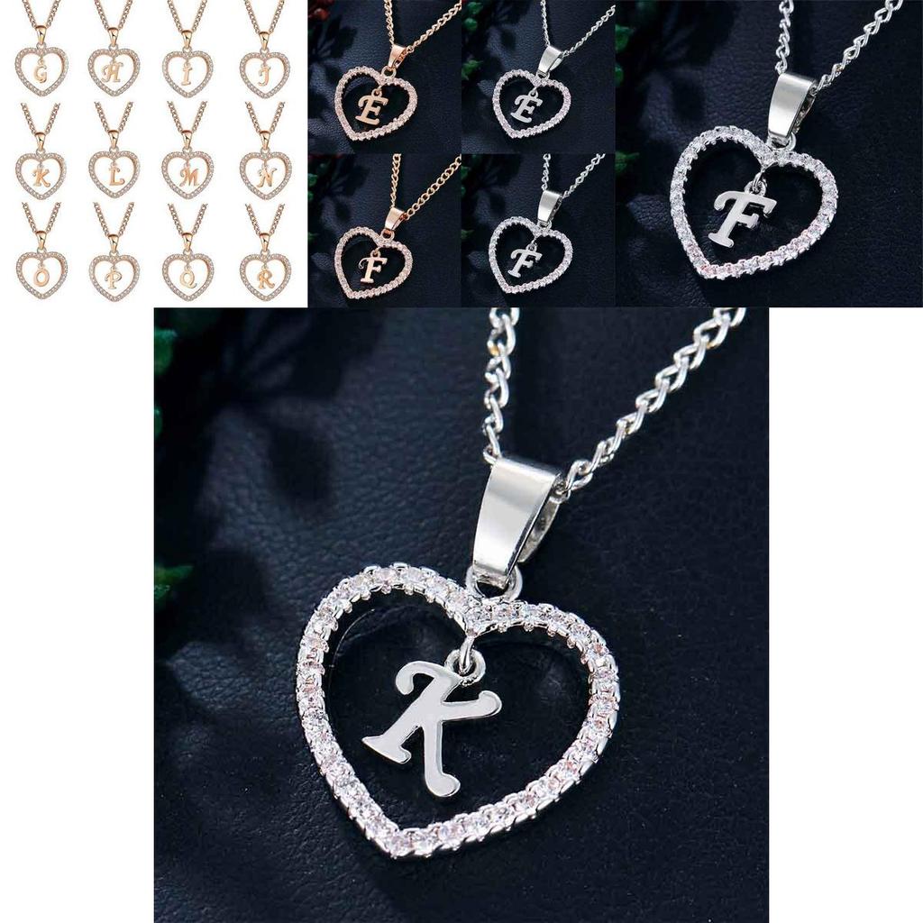 Stunning 26 Letters Heart Love Crystal Women Silver Plated Chain Necklace Jewelry For Meaningful Connections