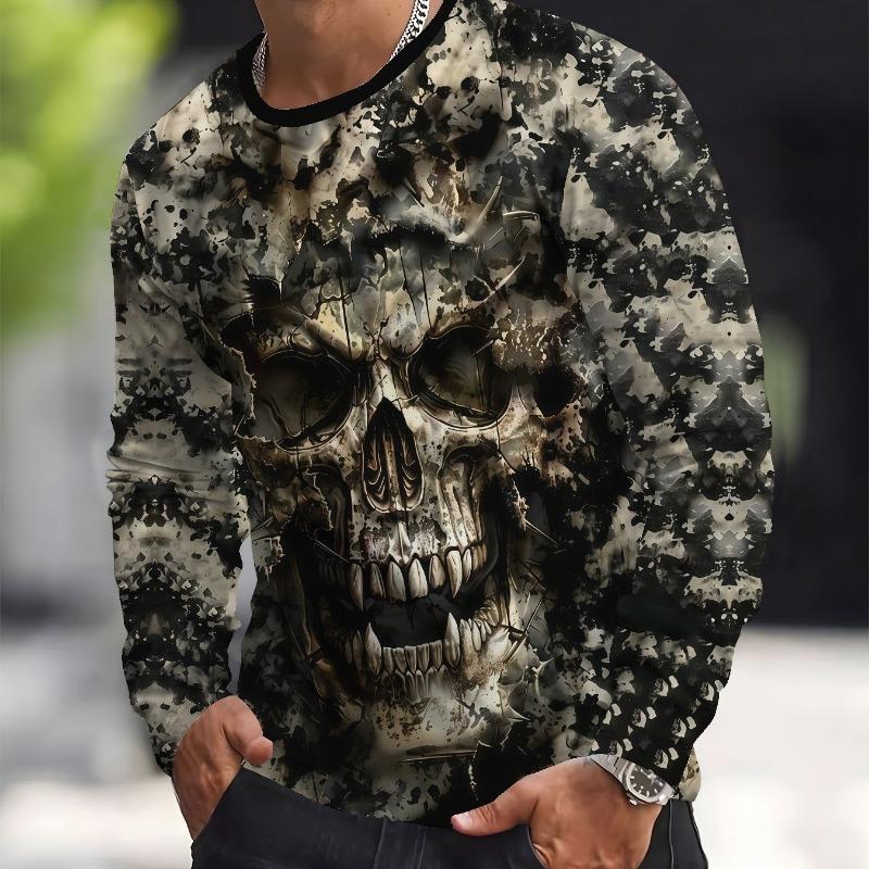 Men's 3D printed long-sleeved T-shirt - breathable casual sportswear, suitable for outdoor and casual wear in spring and autumn