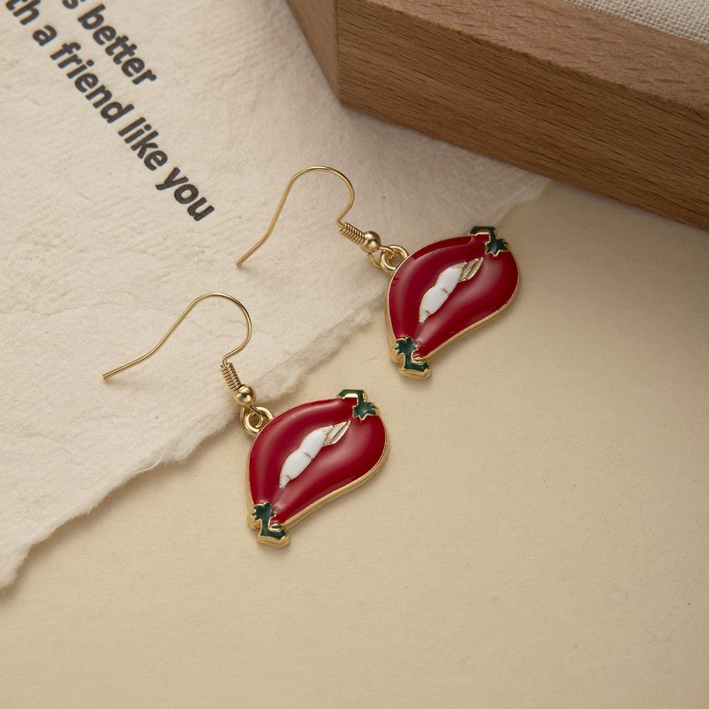 Jalapeño Earrings, Personalized Design Sense, Red Pepper Beard, Cartoon Wide-Brimmed Hat Earrings, Women