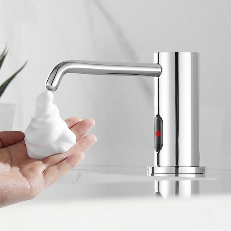 Chrome Plated Deck Mounted Modern Automatic Foaming Soap Dispenser Touchless Infrared Sensor Commercial Pump Hotel Toilet