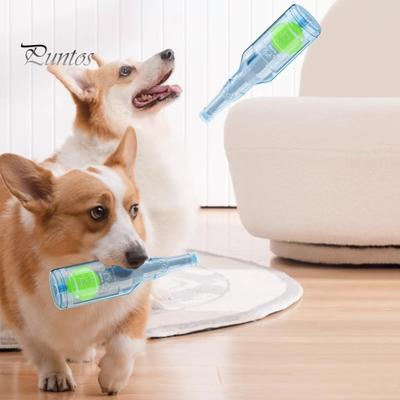 Dog Water Bottle Toy Interactive Dog Chew Toy Plastic Squeaky Bottle Teething Toy with Tennis Ball for Aggressive Chewers