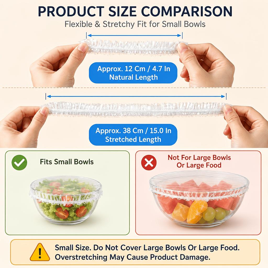 200Pcs Reusable Stretch Food Covers - Made From Durable, Food-Grade Plastic, These Covers Are Stretchable And Tear-Resistant, Keeping Food Fresh