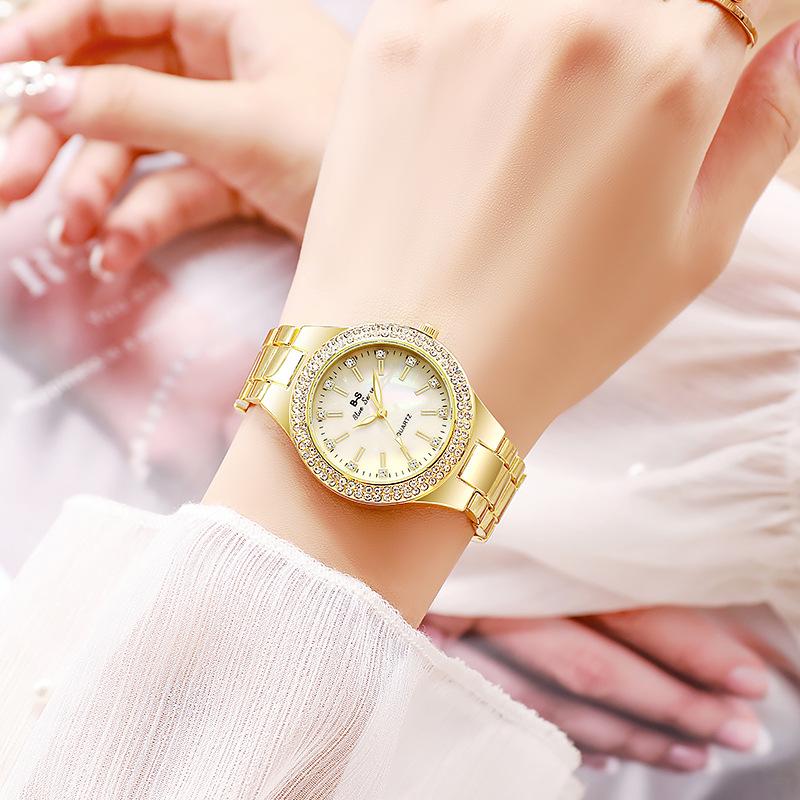 Diamond-set Fashion Temperament Versatile Alloy Steel Belt Quartz Women's Watch