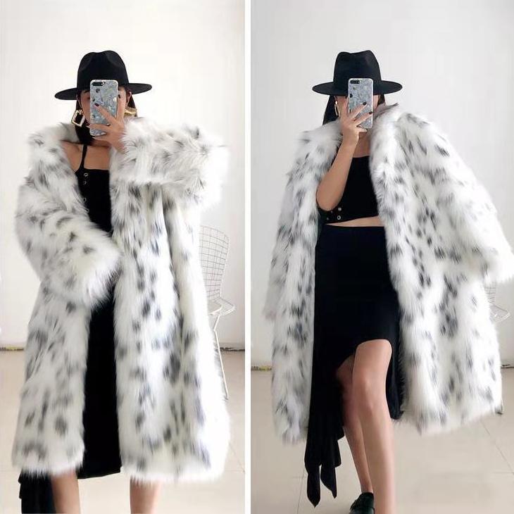 Europe and The United States Fur Coat Big Size Women's Long Section Without Waist Long-sleeved Fox Fur Women's Coat