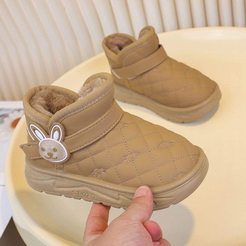 Trendy Autumn and Winter Children's Cotton Shoes Girls Snow Cotton Boots Antifreeze Super Soft Cute Rabbit Decorative Velvet Warm
