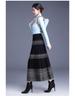 Women's Elegant A-Line Draped Knit Skirt - Mid-Length, Slimming, Large Hem, Ideal for Autumn and Winter