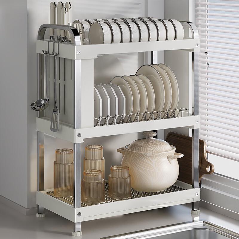 Multifunctional 3-Tier Stainless Steel Countertop Dish Drying Rack