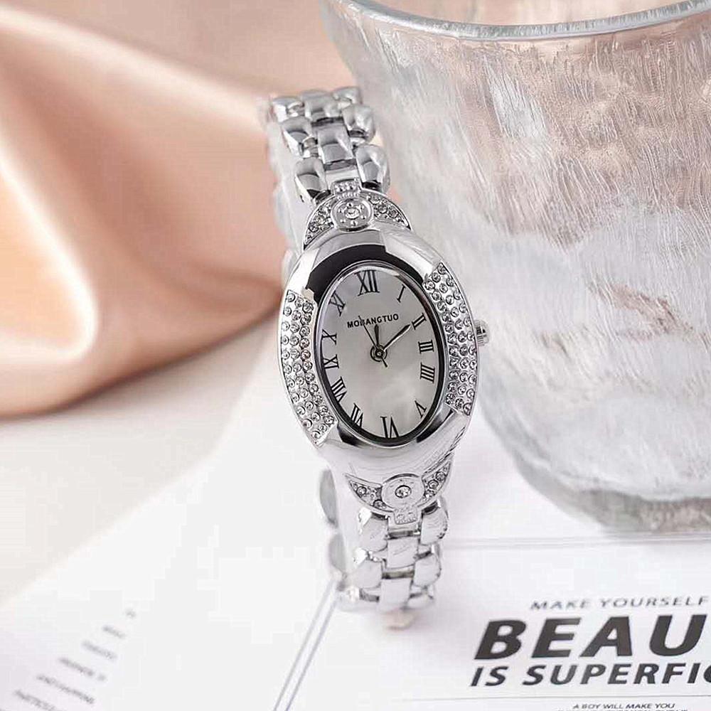 Fashion Diamond Women'S Watch Oval Bracelet Metal Band Quartz Waterproof Watch Women