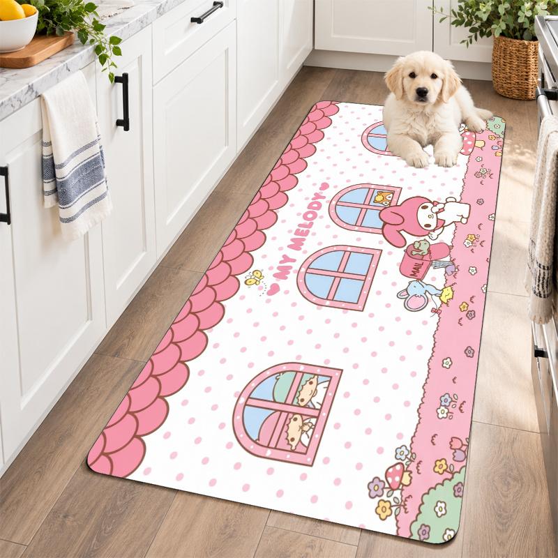 Flannel Kitchen Mat My Melody Soft Area Rug Non Slip Floor Carpet Home Decoration