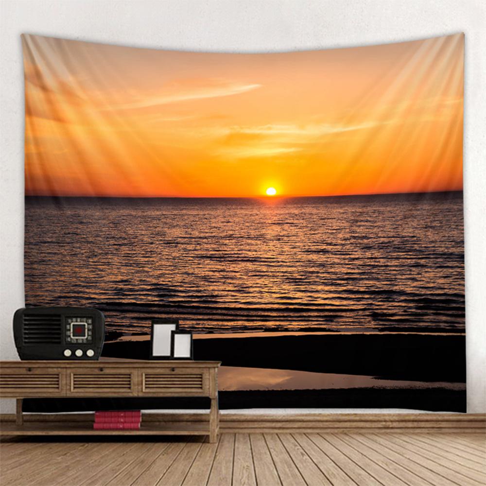 Sea view tapestry, sunrise and sunset wall hanging, aesthetic tapestry, home hanging cloth, living room, bedroom, art decoration