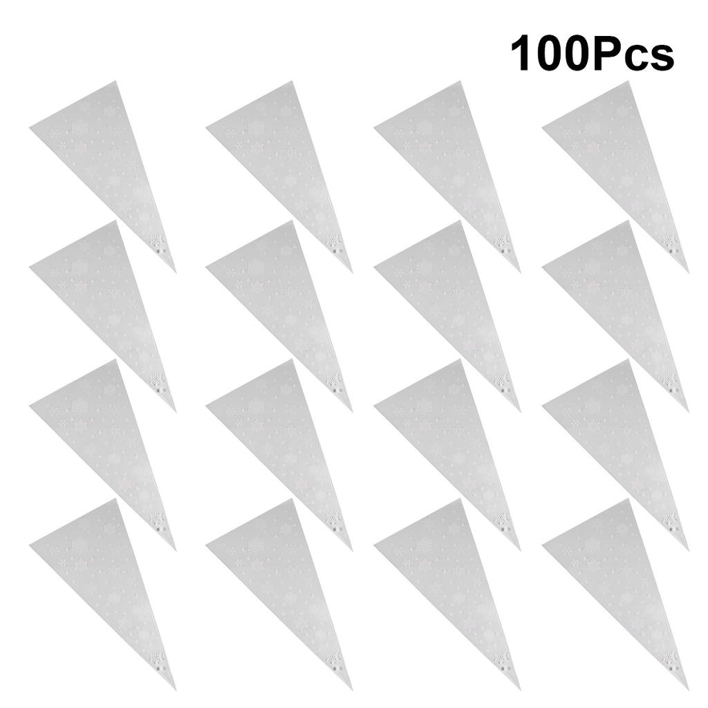 100Pcs Triangle Treat Bag Snowflake Design Christmas Candy Pouches for Kids Gifts Cookies Storage Opp Bags Christmas Candy Bag