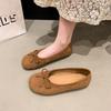 Flat Shoes Round Head Candy Color Suede Single Shoes 2025 Early Spring Ballet Shoes Temperament Evening Shoes Grandma Shoes