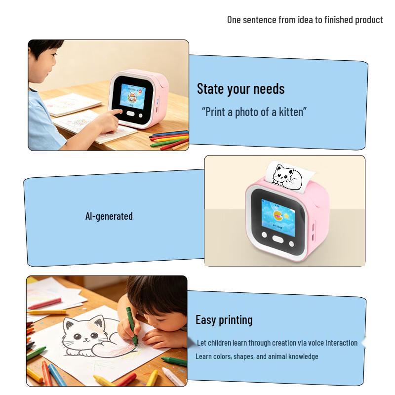 SMVPAI Mini Portable Thermal Pocket Printer with AI Voice Interaction CN plug (adapter included)