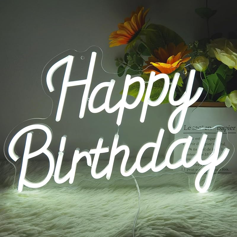 Неоновая вывеска с надписью «С днем рождения» с выключателем с регулировкой яркости — неоновая вывеска с надписью «С днем рождения» для фона, светодиодная вывеска с надписью «С днем рождения» с питанием от USB для вечеринки