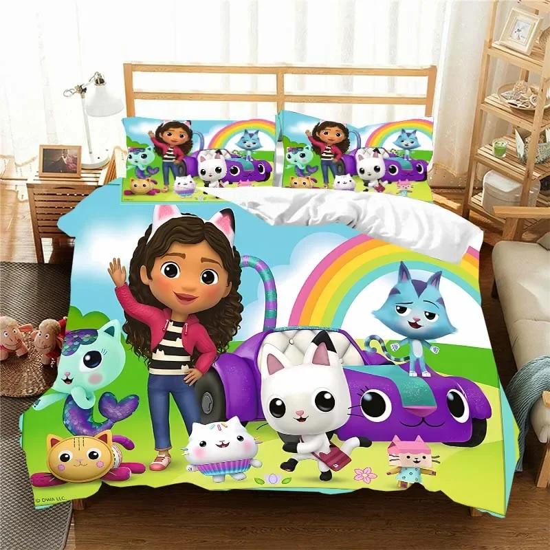 Gabbys D-Dollhouse Ložní souprava Povlak na přikrývku Přikrývka Postel Jednolůžko Dvojlůžko Plná Queen Mládež Děti Dívka Chlapci Dárek Ložní souprava velikosti King