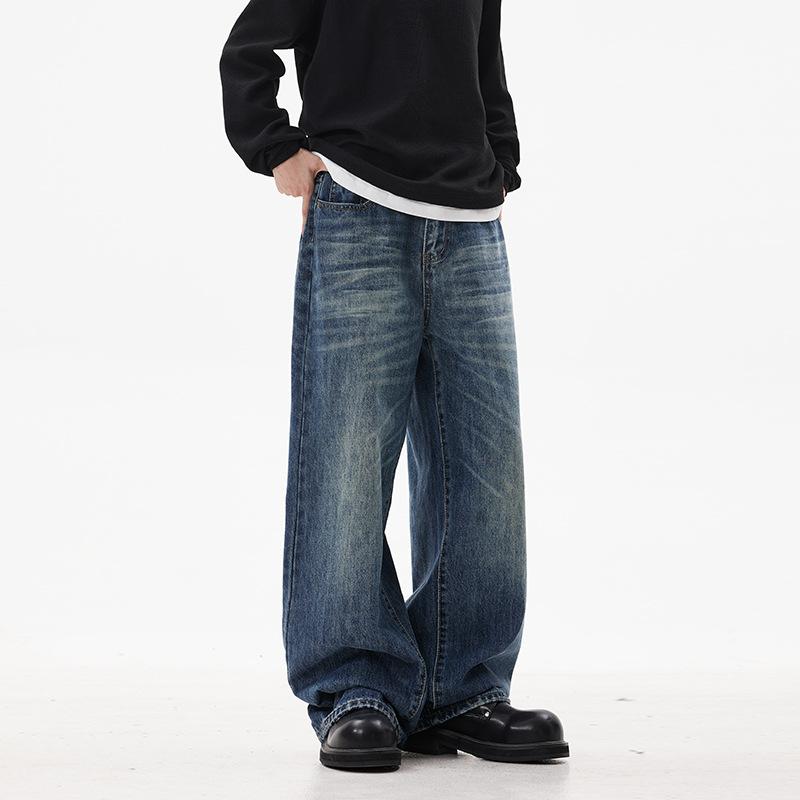 New Spring and Autumn Wide-leg Jeans for Men and Women, American Drooping Floor-moving Retro Trousers
