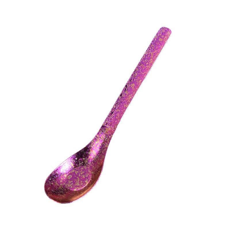 Chinese Household Hammer Patterned Handle Crystal Ice Flower Children's Flat Bottomed Spoon
