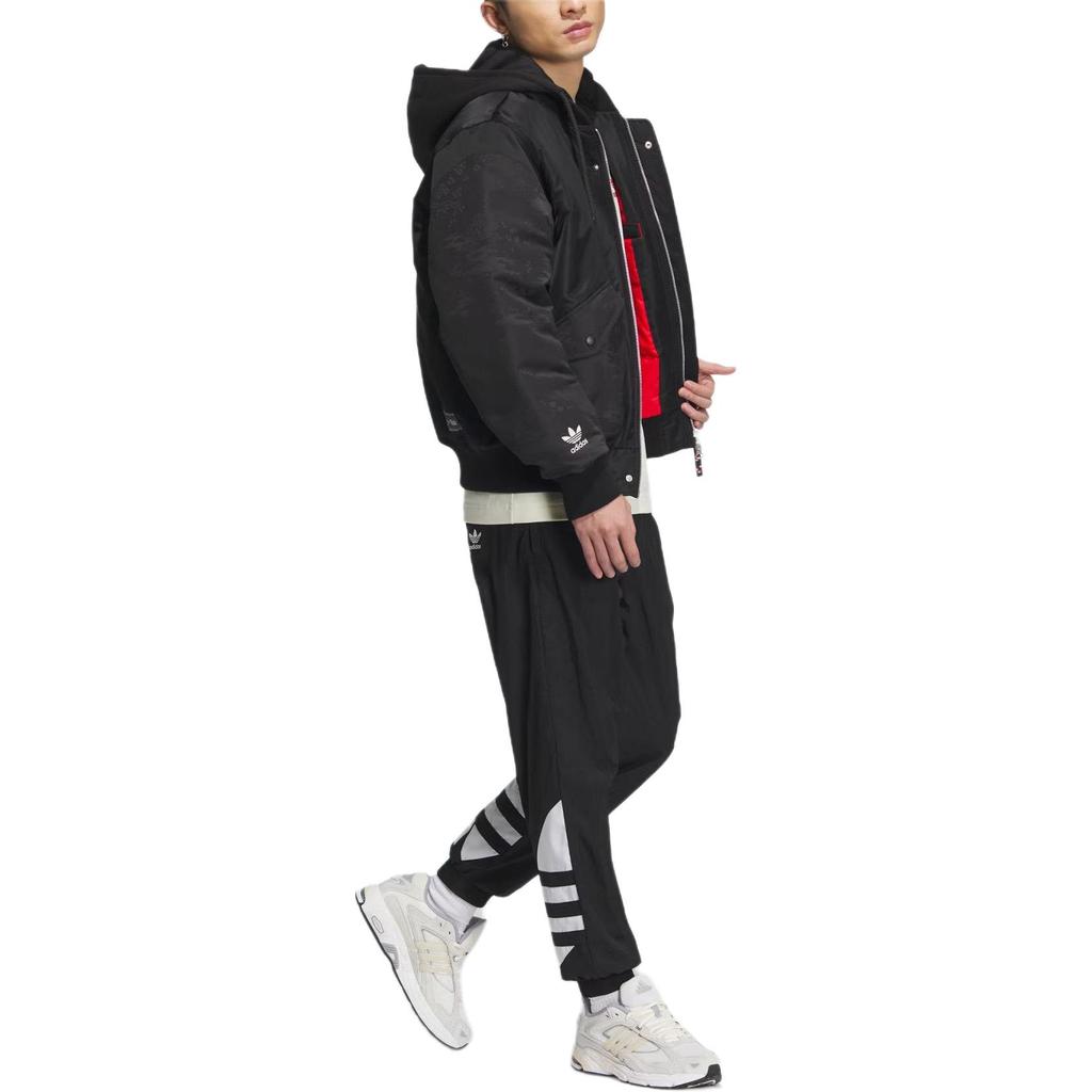 adidas Originals Printed Zip-Up Hooded Jacket Unisex Tops Black IX4232