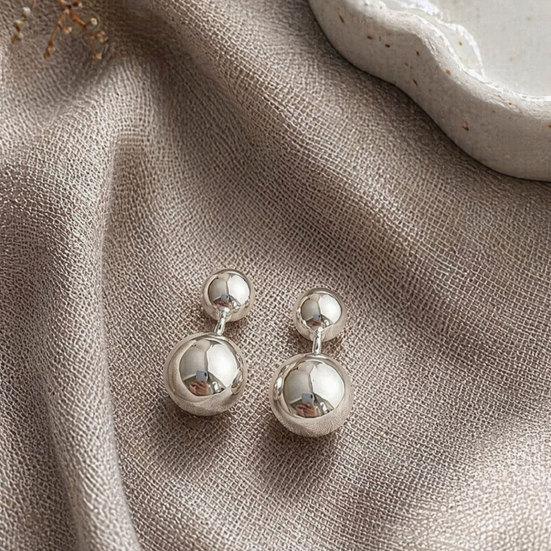 1 Pair Double Ball Drop Earrings for Women Girls, Dangle Stud Earrings, Minimalist Statement Jewelry