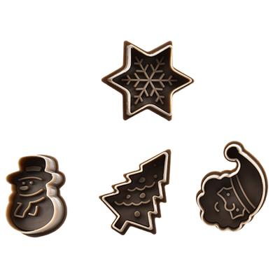 Set mit 4 Weihnachtskeks-Schablonen 3D Federdrück-Keksbackvorlage Festival-Partyzubehör
