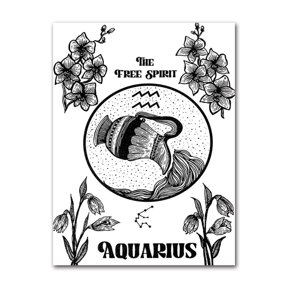 Zodiac Star Sign Wall Art Canvas Painting Astrology Posters Prints Boho Cancer Libra Gemini Constellation Living Room Home Decor