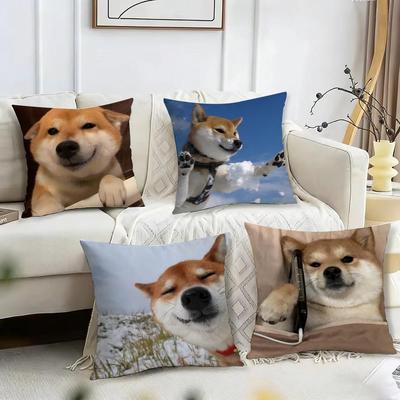 Cute Shiba Inu Cushion Cover Reversible Plush Pillow Cover – For Car, Sofa, Bedroom, Perfect As a Gift.