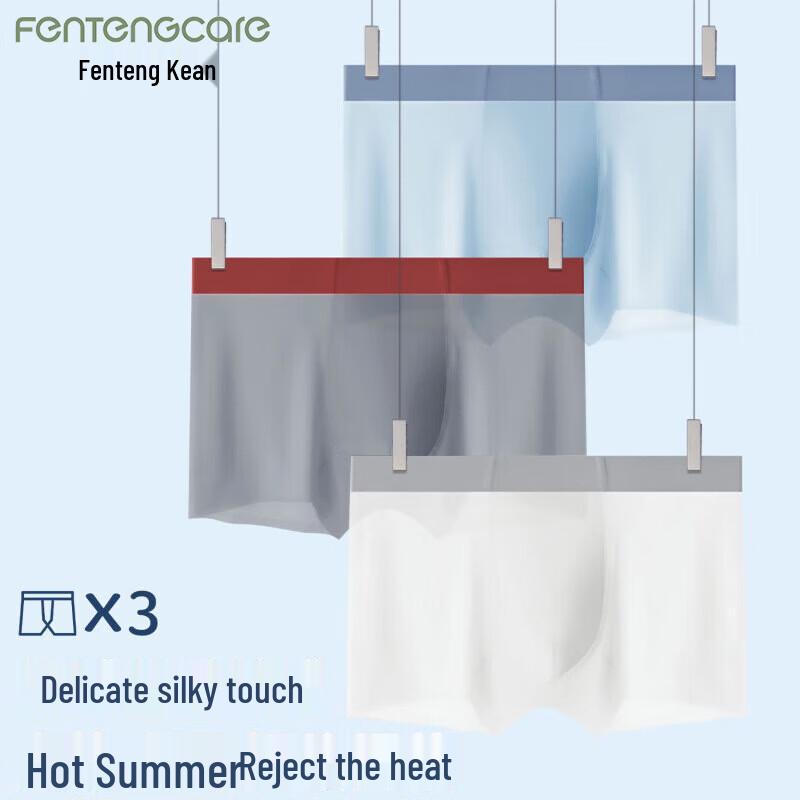 FENTENGCARE Men's Ice Silk Seamless Antibacterial Boxer Briefs