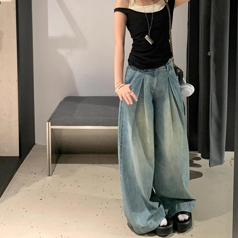 DINGJIUYAN Jeans Cargo Larghi Da Donna Y2k Multi Tasche