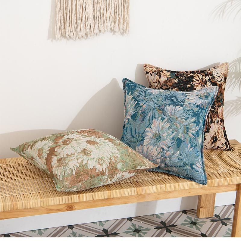 Moroccan Oil Painting Style Flower Pillow American Style Pillow Cushion Sofa Pillow Cover (Without Pillow Core)