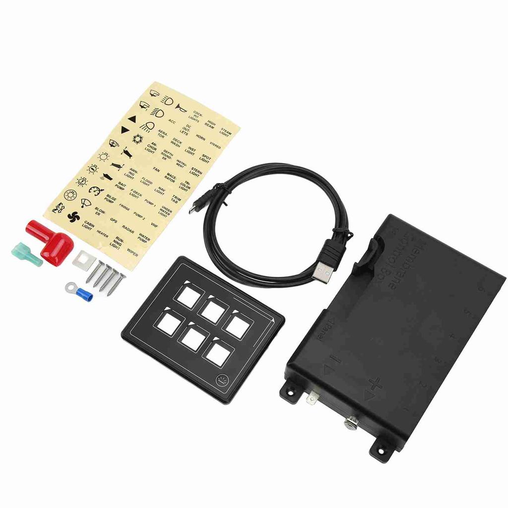 6P Switch Panel Bluetooth APP Control IP66 Waterproof Backlight M4 Stud Ring Terminal with Sticker F