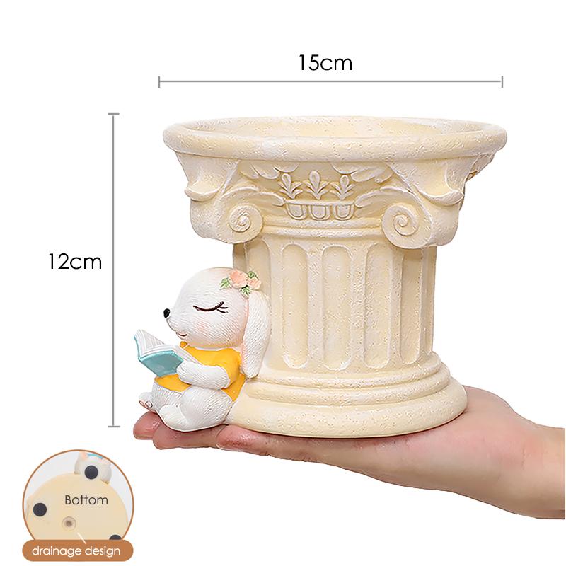 

Roman Pillar Greek Columns Planters, Cartoon Animals Flower Pot for Succulents Plants, Table Decoration Home Garden Ornament