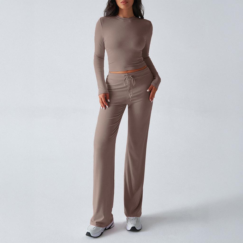 Autumn/winter Women's Y2K Casual Sports Style Slim Long Sleeve Top Lace-up Pants Suit