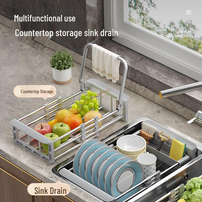 Einziehbares Edelstahl-Abtropfsieb für die Küchenspüle
