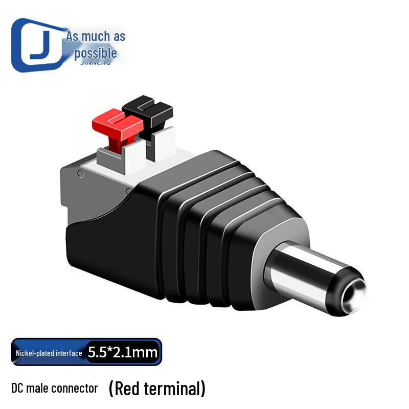 5.5x2.1mm DC Solderless Male Power Plug (10-Pack)