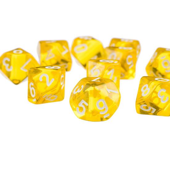 10Pcs Transparent Polyhedral D10 Multicolor Dice Game Party Pub Supplies Gift