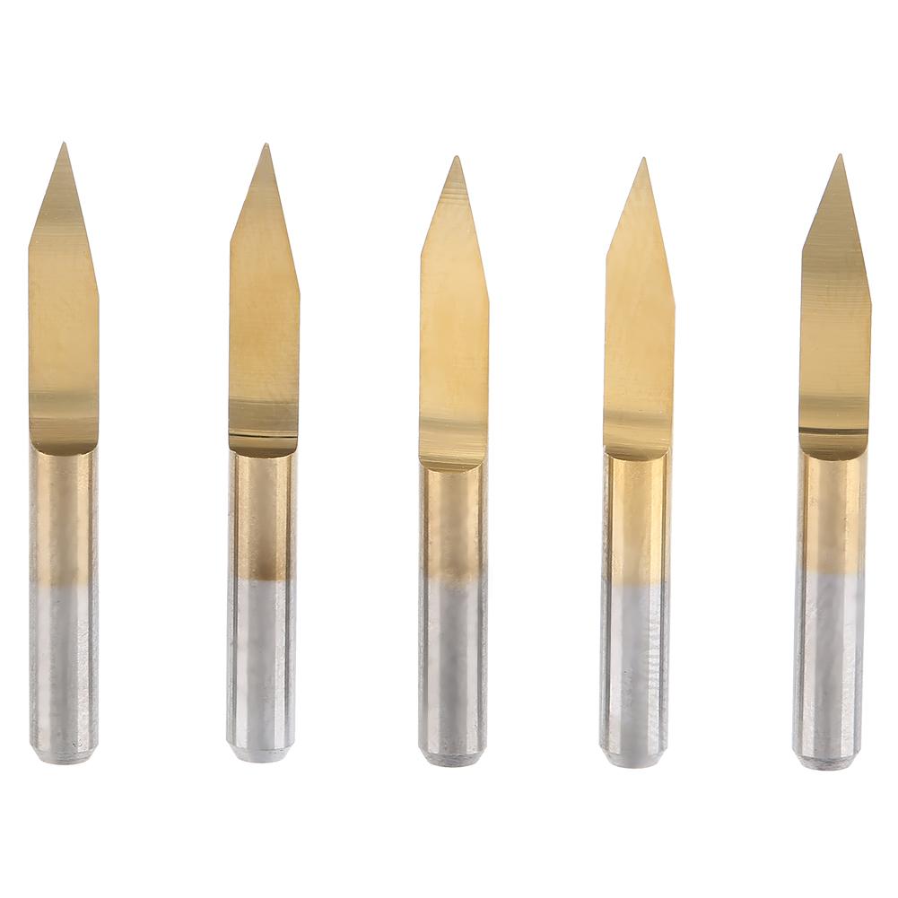 10pcs 3.175mm Titanium Coated Tungsten Steel Engraving CNC Bit Carving Tool (3.175*30 Degrees *0.2)