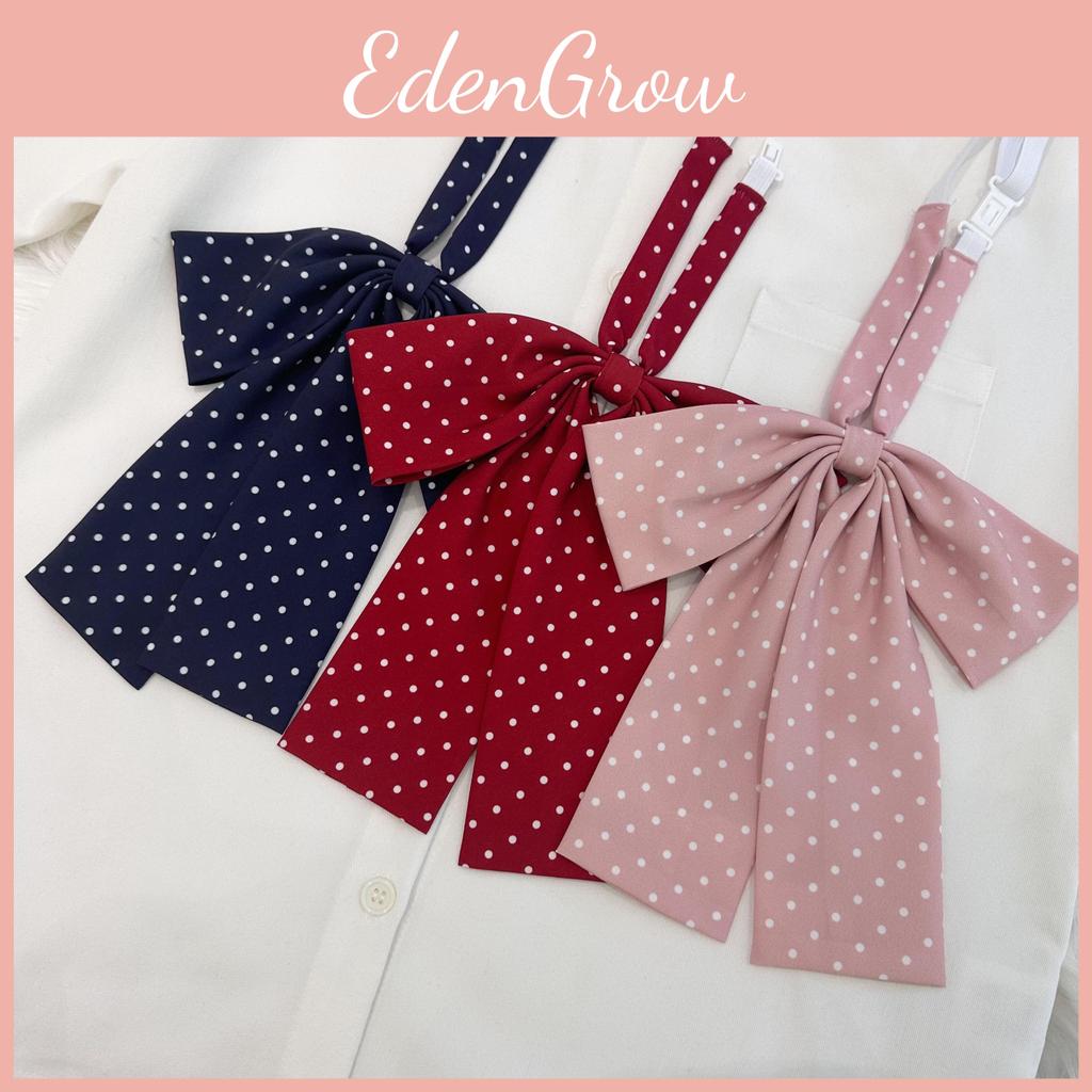 Polka Dot Long Handle Bow Tie Jk Uniform Accessory With Woven Fabric For Daily Wear
