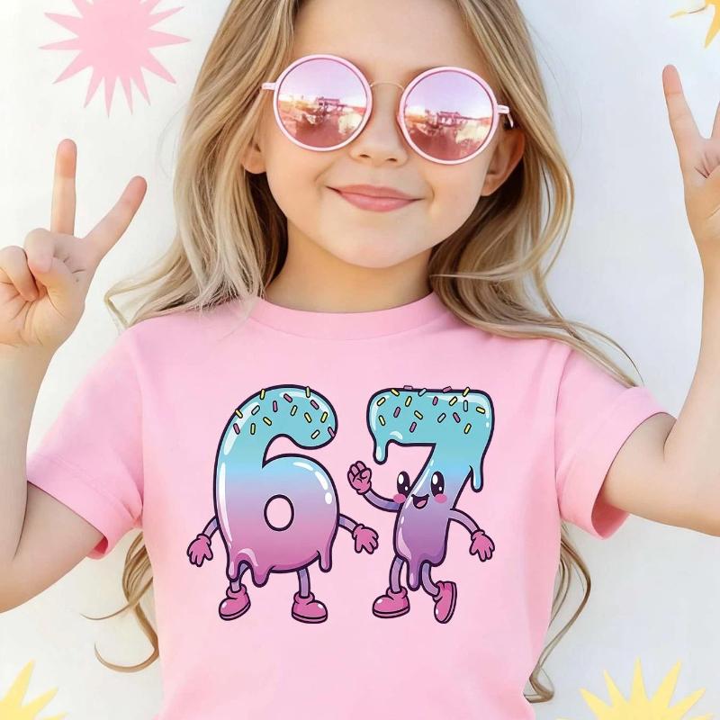 

Casual Sports Short Sleeved Girls T-shirt, Suitable for Children Aged 4-12, Suitable for Family and Outdoor Wear 150cm рожевий