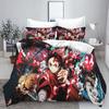 Demon slakter: Kimetsu no Yaiba kamado Nezuko Anime 100% Polyester Sengetøy Sett Dynetrekk Sett Trykt Tegneserie Hjemmeinnredning