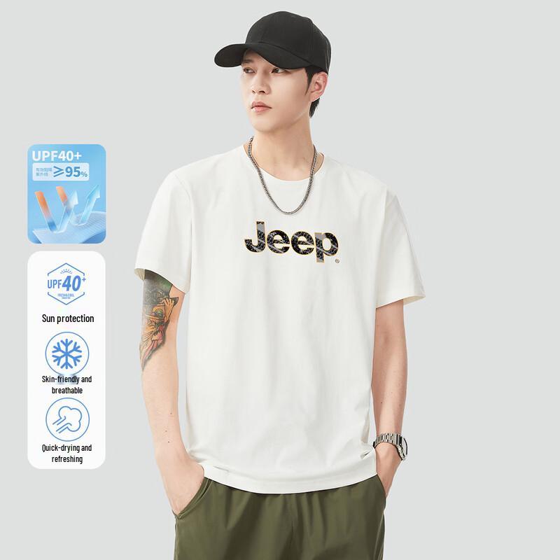 JEEP Men s Solid Color Casual Loose Fit Round Neck Short Sleeve T-Shirt M
