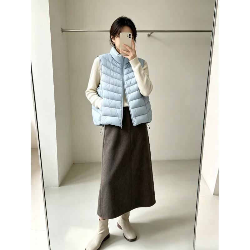 Korean stand-up collar ribs down vest women, winter new loose vest simple women's sleeveless top